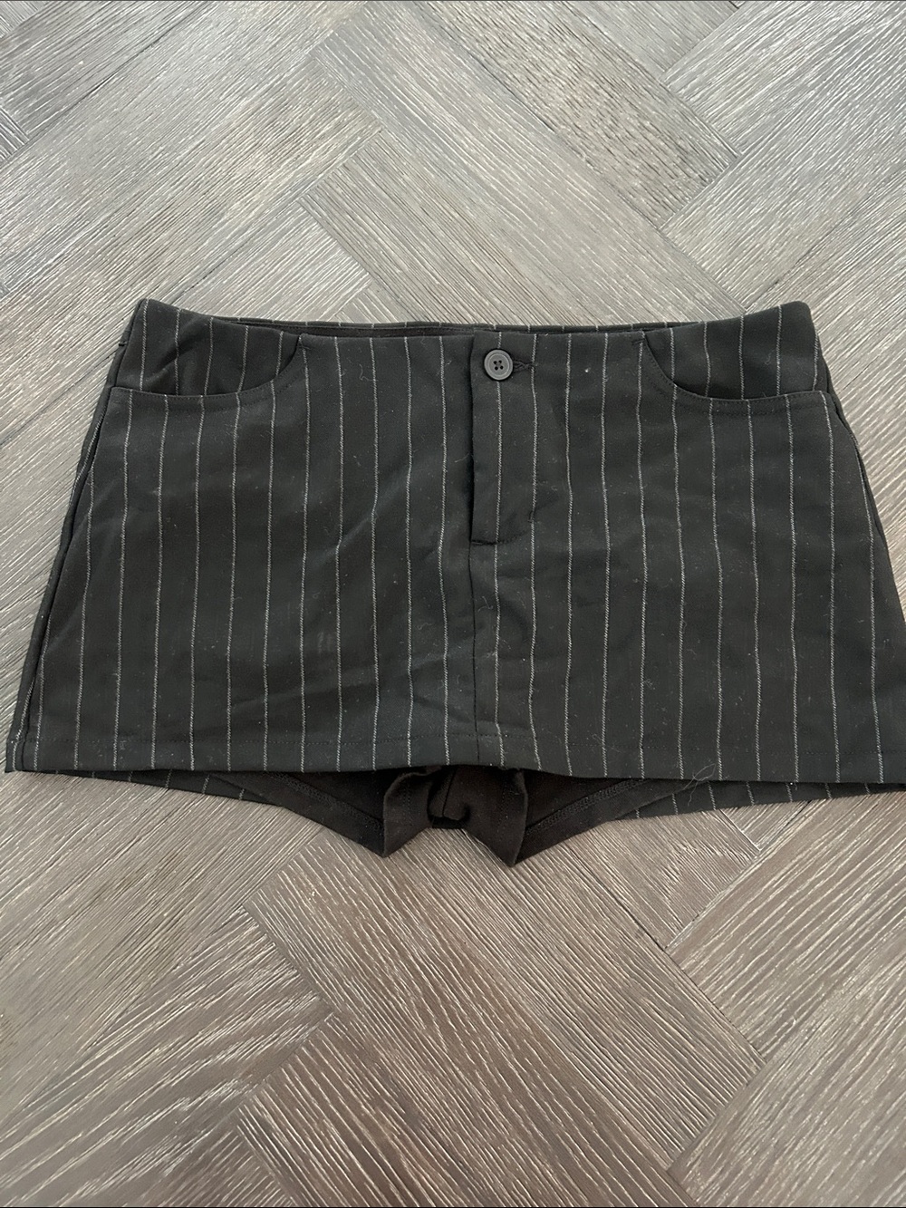 Brandy Melville Black Pinstripe Skort with Built-In Shorts